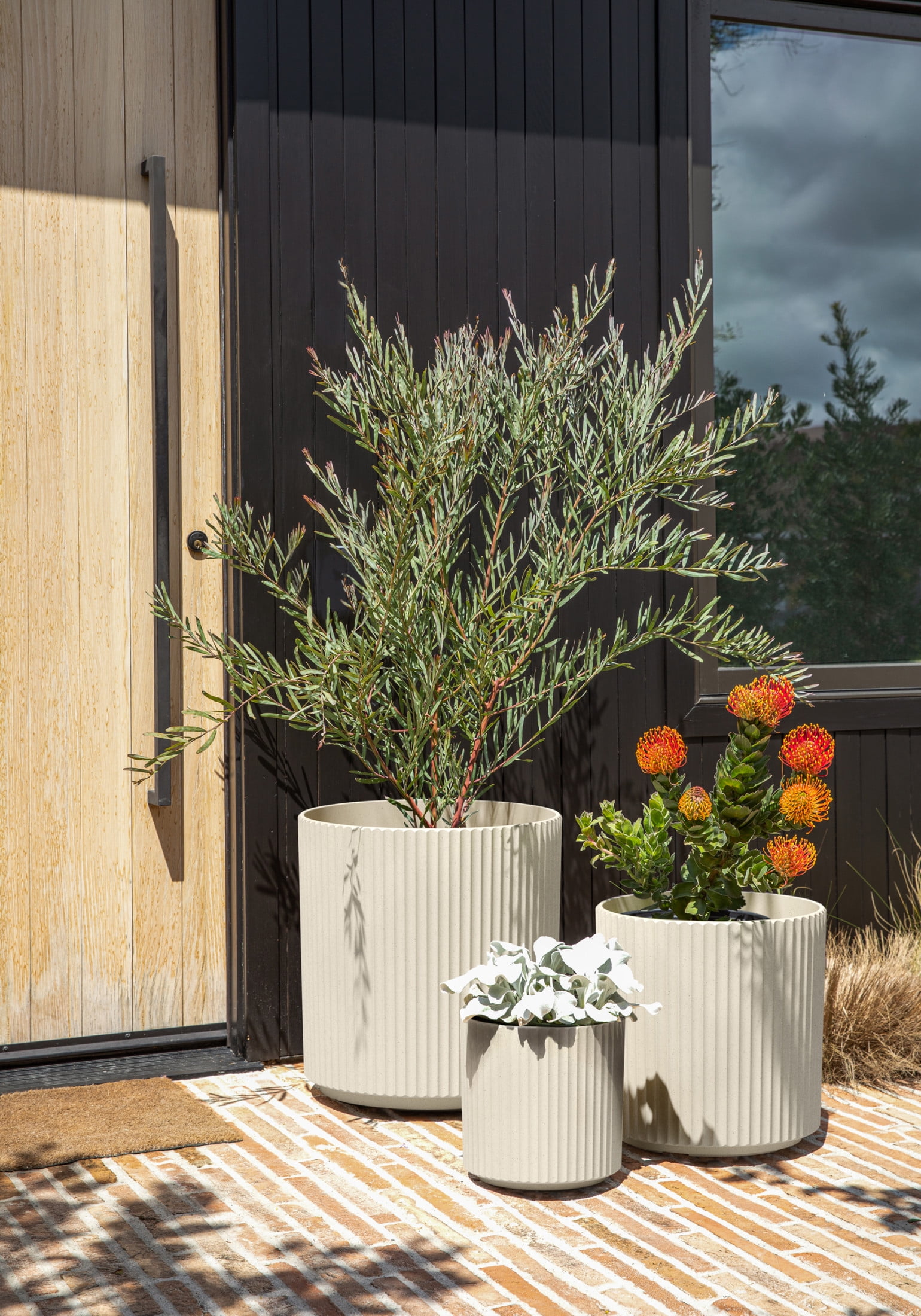 Veradek Demi Series Bundle - Three Piece Set of Plastic-Stone Planters - Sand