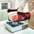 thumbnail image 7 of Honeii Red Moon Lava patten Oven Mitts and Pot Holders Sets, Baker Oven Mitts, Mittens for Kitchen Decor, Baking Lover over Gloves Gifts, 7 of 7