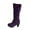 Purple, variant on Fesfesfes Riding Boots For Women Winter Warm High Heel Straight Synthetic Belt Buckle Suede Thick Heel Knight Boots US:7.5(40)