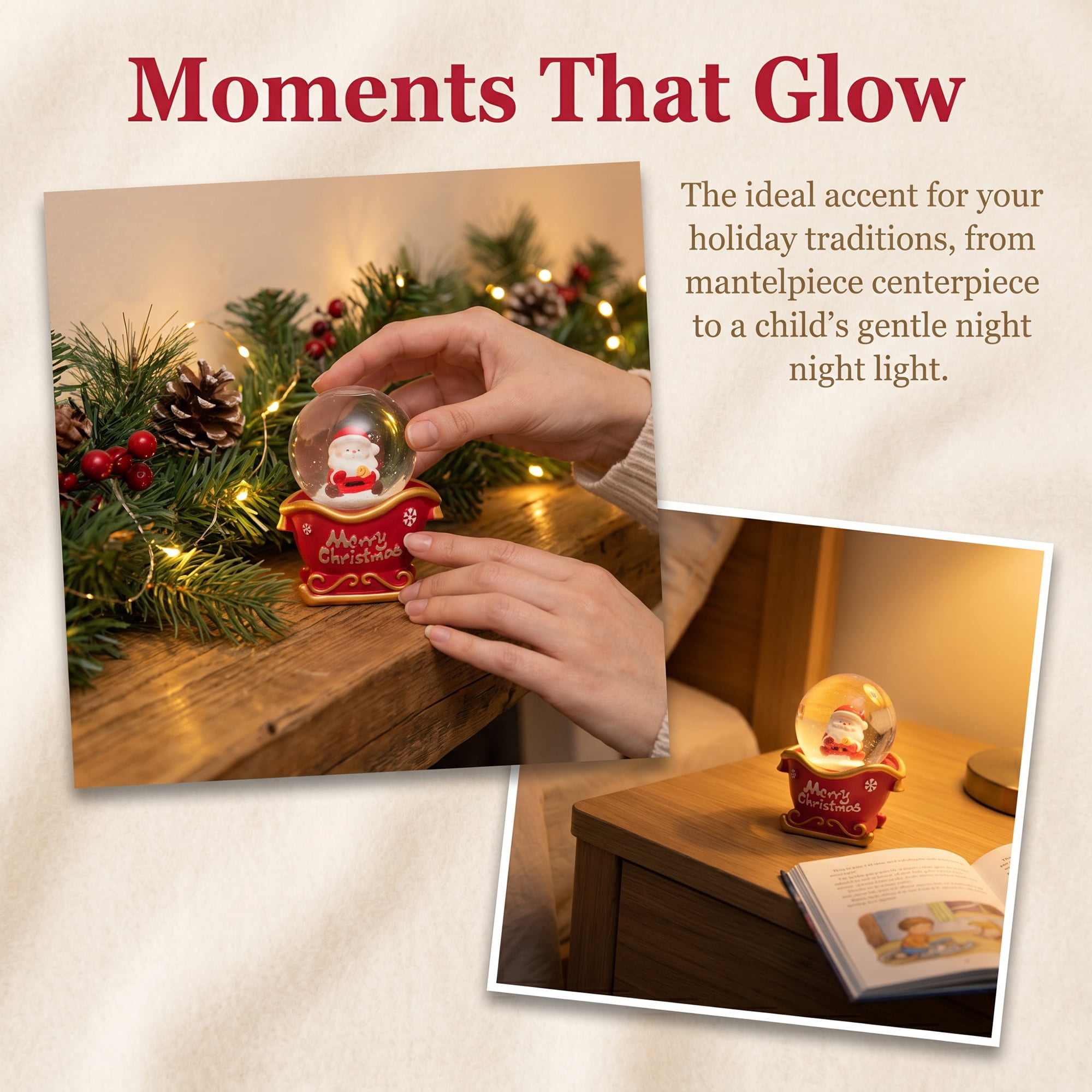 Unique Bargains Light Up Crystal Ball LED Glitter Snow Globe Red O 1.8" x 1.8" x 2.7"