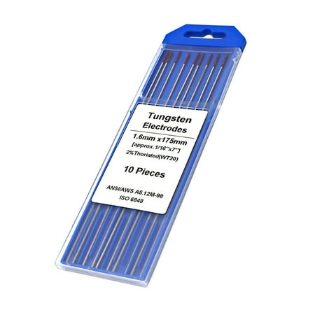 

TIG WELDING TUNGSTEN ELECTRODES 1/16 x 7 10-PK 2% THORIATED RED FOR TIG WELDER