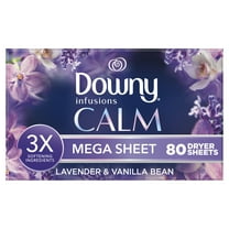 Downy Infusions Calm Mega Dryer Sheets, Lavender and Vanilla Bean Scent, 80 Count