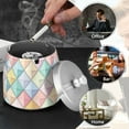 thumbnail image 4 of Yayeee Ashtray with Lid for Cigarette Smokeless Stainless Steel Home Ash Holder, Colorful Geometric, 4 of 7