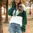 thumbnail image 4 of Suéter casual de manga larga con hombros caídos, botones en la parte delantera y cuello alto para mujer, talla M, color verde, 4 of 8