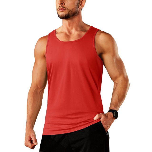 Camiseta sin mangas TACVASEN para hombre, algodón, transpirable, color rojo, talla M