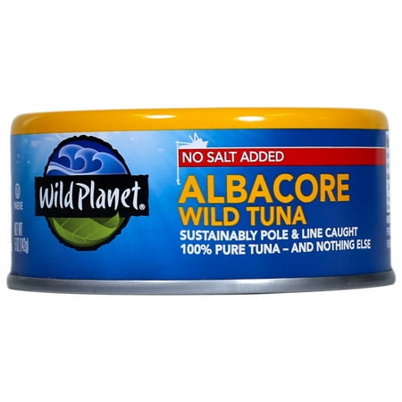 (4 pack) (4 Pack) Wild Planet Wild Albacore Tuna No Salt, 5 oz Can