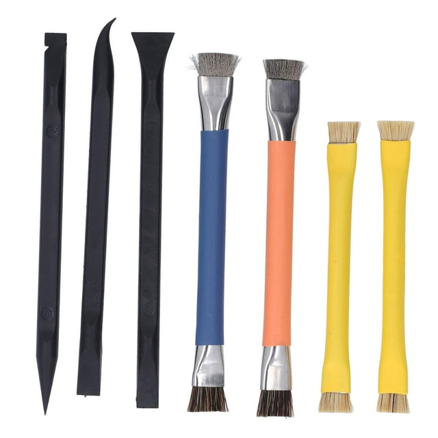 Juego de cepillos y herramientas de palanca, Kit de limpieza de reparación electrónica de acero inoxidable ABS, Spudger antideslizante de doble cabezal y cepillo de doble extremo