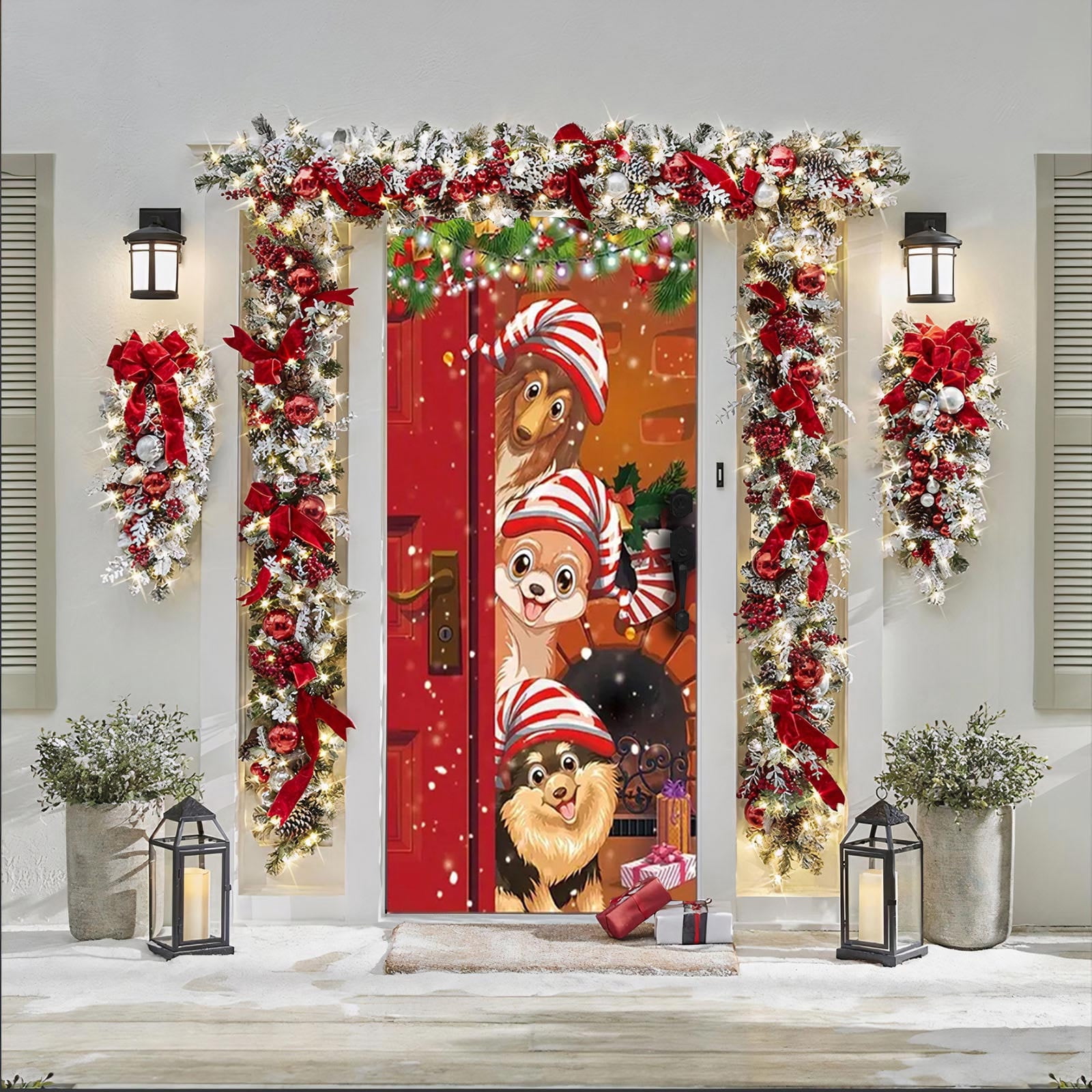 Bannière De Porte De Noël Suspendue 90x200 Cm – Couverture Père Noël, Déco Fête Intérieur/extérieur