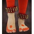 thumbnail image 3 of Banithani Indian Traditional 3 Line Classical Kathak 12 No Ghungroo Anklets Dancing Ankle Bracelet Pair Jewelry-Maroon, 3 of 5