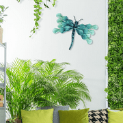 Liffy Metal Dragonfly Wall Art - 14 Decorative Green Dragonfly with Leaf-Shaped Wings, Perfect for Indoor or Outdoor Decor