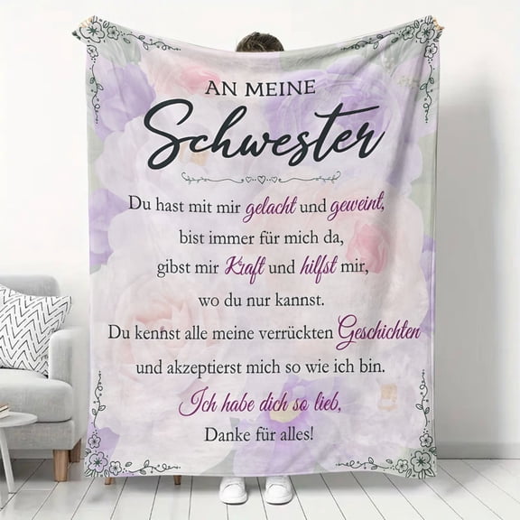 Cozy Flannel Fleece Throw Blanket for Sister - Soft Plush Nap Blanket for Bed, Chair, Sofa, Car - All Season Comfort - Digital Print Polyester - Ideal for Christmas, Birthday,