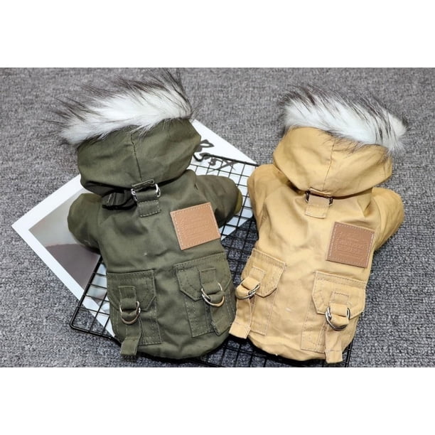 Otoño e invierno, abrigo cálido de algodón para perros pequeños, de doble capa y con cuello mullido, ropa de algodón para montañismo