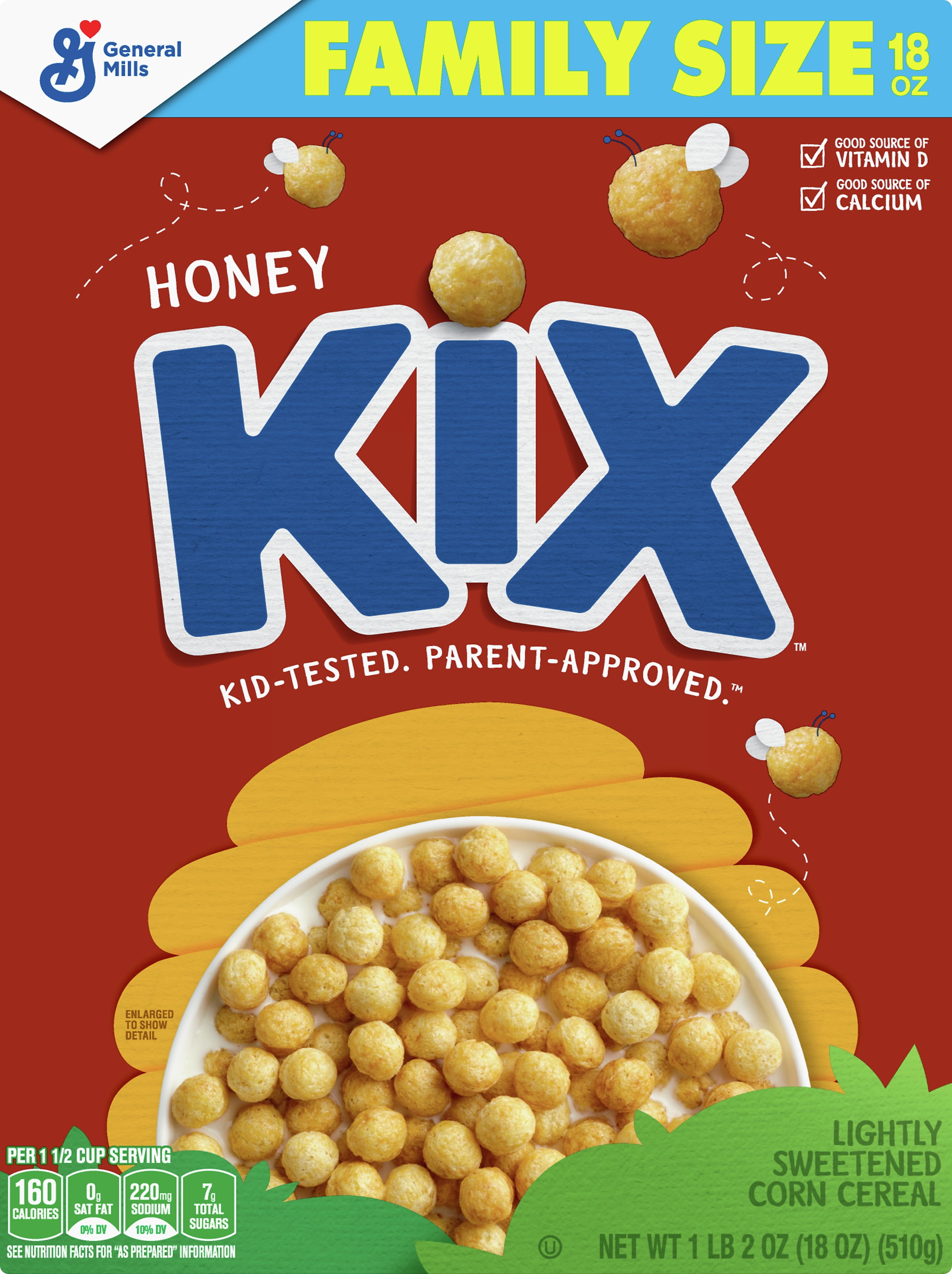 Honey Kix, Whole Grain Cereal, Crispy Corn Puffs, 18 oz