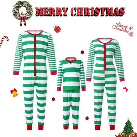 

Christmas Family Matching Pajamas Striped Romper Onesies Zipper Jumpsuit Xmas Holiday Sleepwear Loungewear Pjs