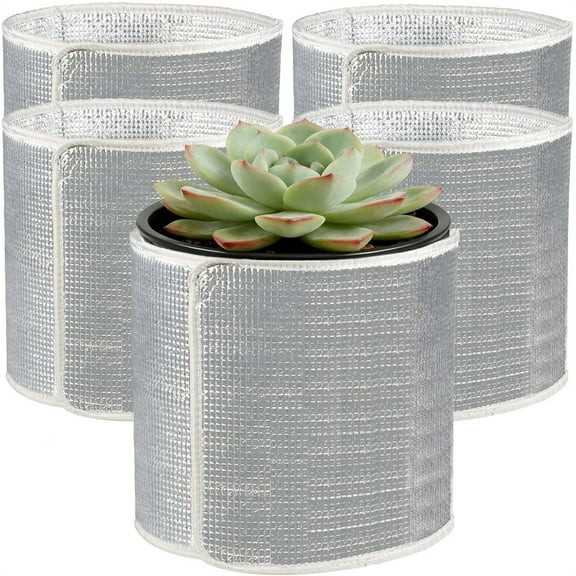 NOGIS 5 Pack Flower Pot Insulation for Winter,Reusable Flower Pot Cover Double Foil Insulation Design for Indoor Plants Pot Cover,Winter Outdoor Fruit Trees Potted Plants Insulation（55x16cm）