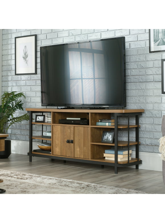 Sauder Station House TV Stand with Storage for TVs Up to 65", Etched Oak Finish