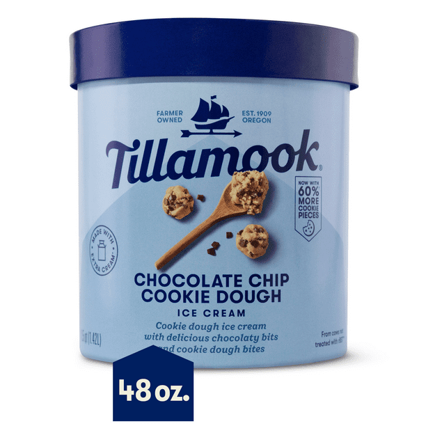 Tillamook Chocolate Chip Cookie Dough Ice Cream, 48 oz