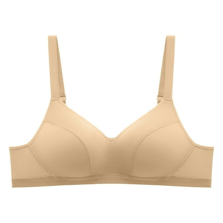 Ramiter Lingerie for Women Plus Size String Quick Dry Underwear Bras Size Fitness Running Large Shockproof Woman 38 Beige