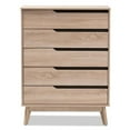 thumbnail image 3 of Hawthorne Collection Mid Century 42" Tall 5 Drawer Bedroom Chest Dresser in Light Brown and Gray, 3 of 7