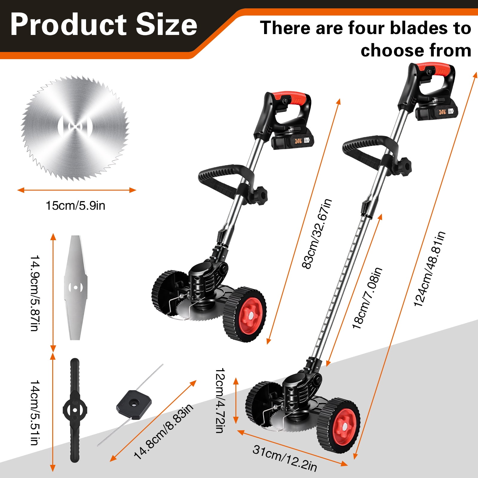 Ktinnead Electric Weed Wacker Cordless,Weed Eater Battery Powered,Cordless String Trimmer with Fast Charger & Wheel,Grass Cutter Machine with 4 Replacement Spools, Edger Lawn Tool, Black