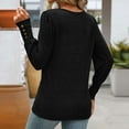 thumbnail image 6 of Women's Casual Loose Bubble Sleeved Round Neck Button Up Long Sleeved Top, 6 of 6