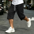 thumbnail image 5 of Guluxicc Men's Cropped Pants with Pockets Plus Size Elastic Waist Drawstring Loose Straight Leg Trousers for Everyday Wear Summer Casual Outfits, 5 of 8