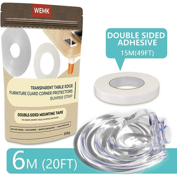 Wemk Protection des Bords de Meubles Transparent, 6M Pré-adhésif Silicone Protection  Meuble Bébé, Protecteur des Bords et Angles de Placard pour Sécurité Bébé 