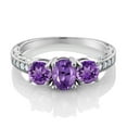 thumbnail image 2 of Gem Stone King 1.82 Ct Oval Purple Amethyst 925 Sterling Silver Moissanite Ring (Size 8), 2 of 4