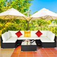 thumbnail image 3 of Costway 7PCS Patio Rattan Sofa Set Sectional Conversation Furniture Set Garden Beige, 3 of 9