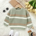 thumbnail image 2 of Boys Sweater Toddler Baby Crewneck Striped Kids Pullover Shirt Winter Warm Coat Winter Clothes Knit Sweater 12-18 Months, 2 of 8
