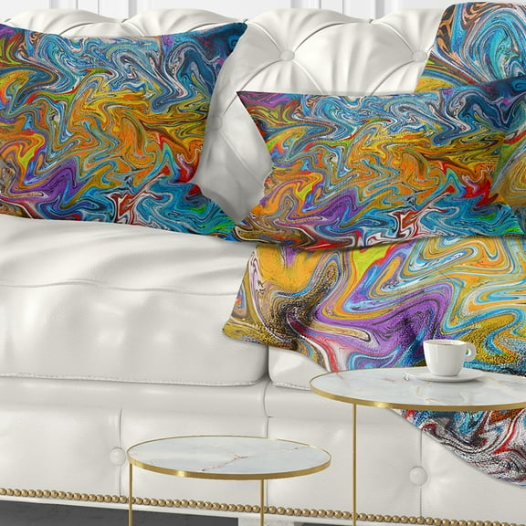 Designart Fractal Flowing Colors - Contemporary Throw Pillow - 12x20