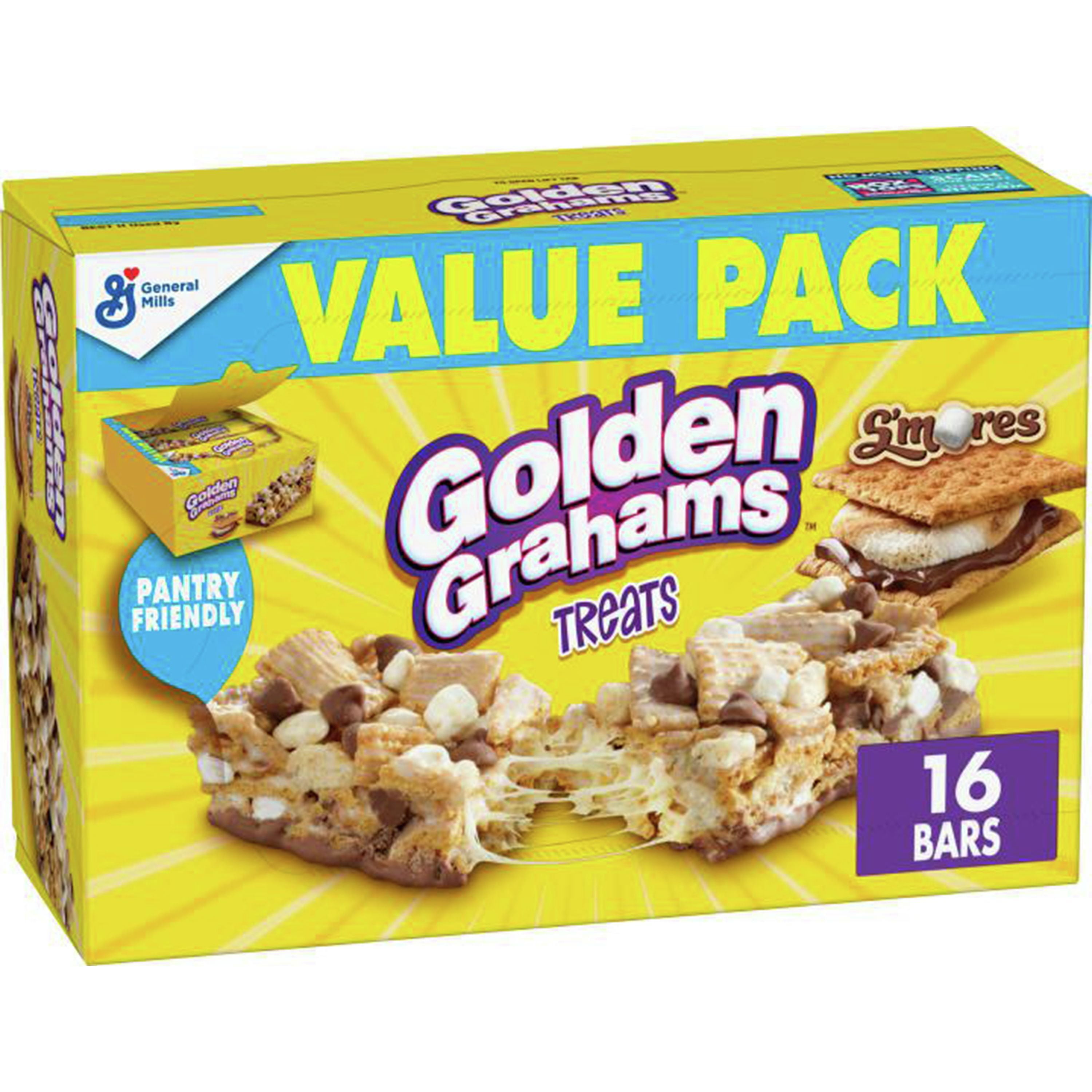 Golden Grahams Breakfast Cereal Treat Bars, S'mores, Snack Bars, 16 ct