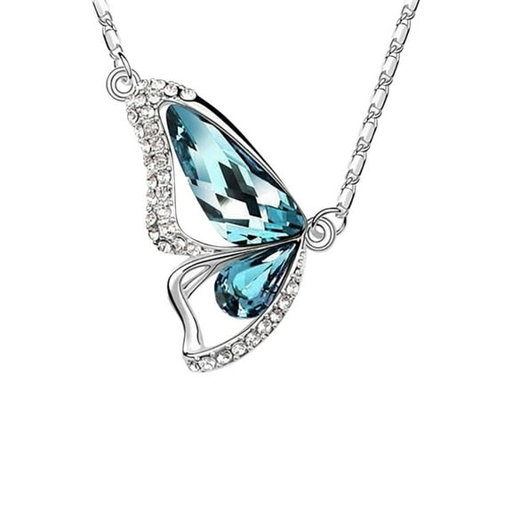 Feledorashia Necklaces for Women Valentine's Day Gifts Ladies Butterfly Stud Earrings Bracelet Necklace Set Pendant Necklace Clearance