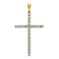 925 Sterling Silver Mens Yellow-tone Cubic Zirconia Cross Religious Pendant Charm Necklace for Men