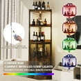 thumbnail image 2 of SNYNUXX Industrial Corner Bar Cabinet with LED Lights, Wine Glass Holder and Charging Station, Rustic Brown, 2 of 6
