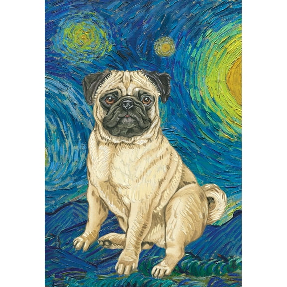 Pug Fawn - Best of Breed Van Gogh Garden Flag