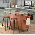 thumbnail image 5 of Aiho 45.5'' Kitchen Island Cart with Storage , Rolling Kitchen Island with Folding Drop Leaf Breakfast Bar for Dining Room, Brown, 5 of 9