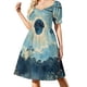 thumbnail image 3 of Vestido de manga corta con estampado de acuarela sobre bosques de pinos Vestido para niñas vestidos sueltos elegantes para mujer Vestido, 3 of 7