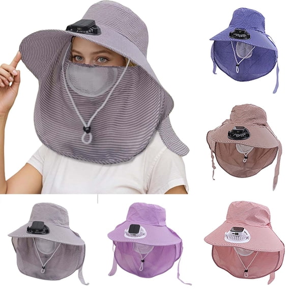 Kcolen Sun Hat for Women With Strap Solar Powered Fan Bucket Hat with UPF50 Wide Brim for Outdoor Summer Activities and Sports