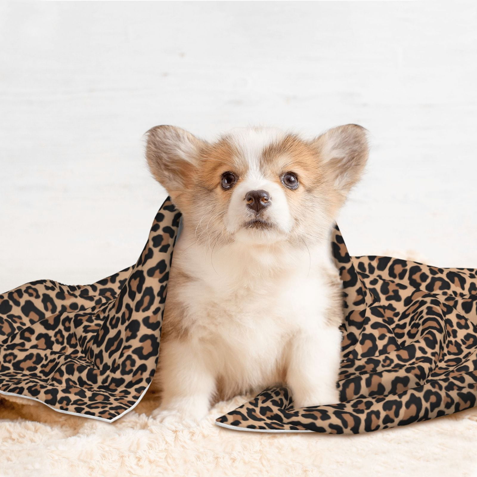 Naloa Brown Leopard Dog Blanket, 3 Sizes Cat Blanket for Indoor Cats Large Medium Small Dog Gifts-Small
