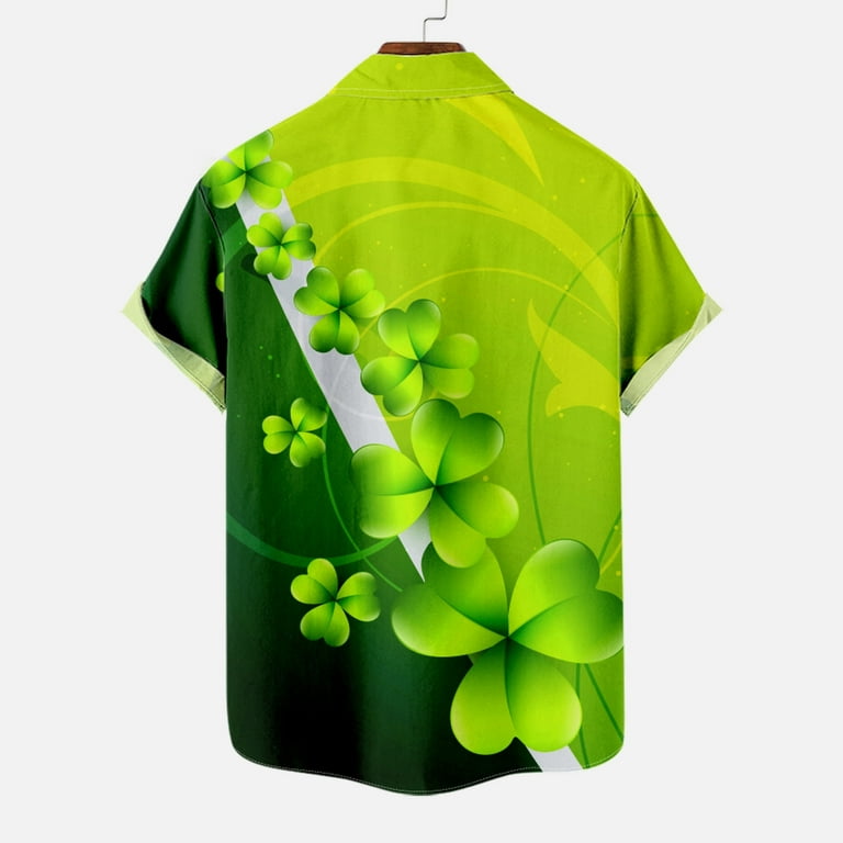  St Patricks Day Shirt Men, Men's Short Sleeve Button Down  Bowling Shirts Casual Green Printed Clover Regular Fit Aloha Shirt :  Clothing, Shoes & Jewelry