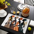 thumbnail image 3 of Black Women Placemats Set of 12, Abstract Art Nation Orange Geometric Tribal Placemats for Dining Table, Place Mats for Kitchen Tabletop, Waterproof Wipeable Dining Table Mats Set, 3 of 9