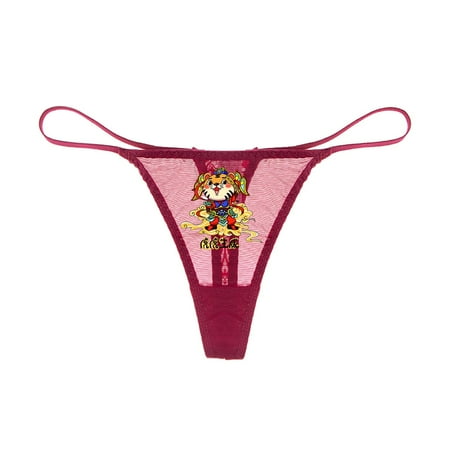 

Women s Thongs Low Waist See Through Panties Cotton Crotch Lace Mesh G-String Tiger Stickers for Women