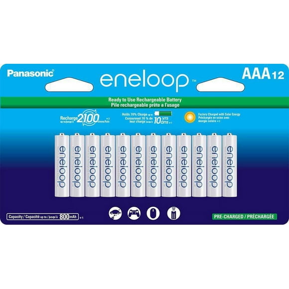 Panasonic Eneloop Piles rechargeables pré-chargées AAA 2100 cycles Ni-MH, (paquet de 12)