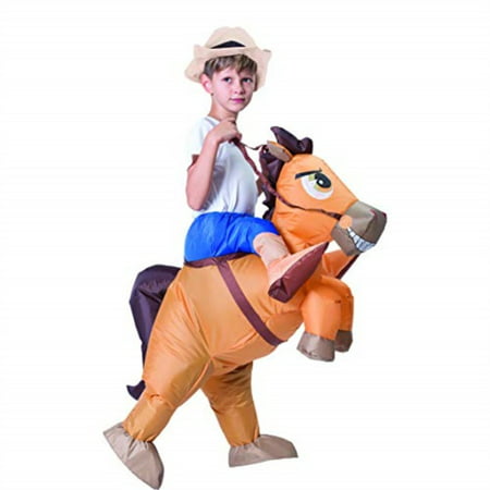 Spooktacular Creations Inflatable Cowboy Riding a Horse Air Blowup Costume Child Size Fits 48yr Old 42