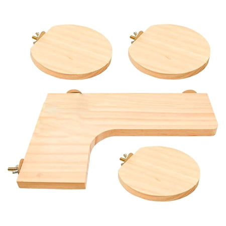 4Pcs Hamster Cage Platform Wooden Standing Board Habitat Toy Accs Activity Springboard Playground for Chinchilla Parrot Gerbil Hamster to Play