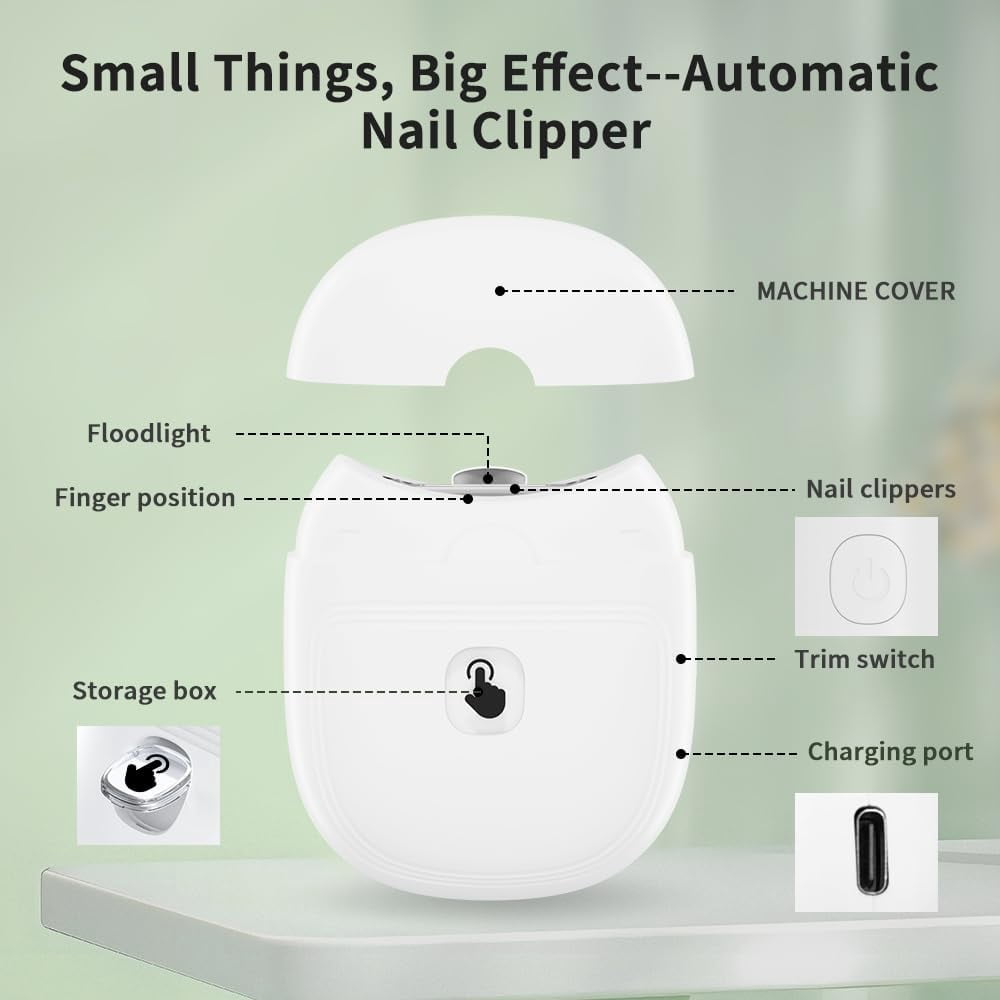 Rechargeable Electric Nail Cutter – 2-Speed with LED Light, Safe for Adults, Seniors, Baby & Kids, for Fingers & Toenails