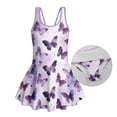 thumbnail image 5 of Xixirimido Purple Butterflies Print Girls Swimsuit Sleeveless One Piece Skirted Swimwear Modest Hawaiian Bathing Suit for Beach Water Park Kids Swim Dress, 5-6 Years, 5 of 7