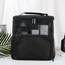 CIVG Mesh Shower Caddy Bag Portable Hanging Shower Tote Bags with Hook Travel Toiletry Bag for Men and Women Large Cosmetics Makeup Organizer (Black) 9.8x8.9x5.7"