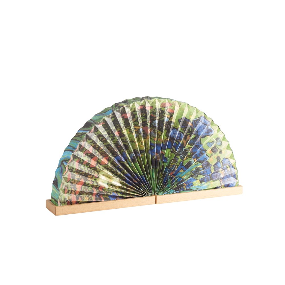 ART & ARTIFACT van Gogh Lamp, Irises Print Folding FanShaped Accent Lamp Desk Lamp, 18" x 9